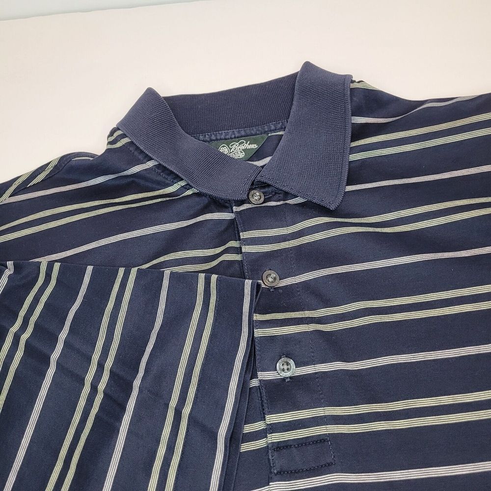 Brooks Brothers Country‎ Club Navy Striped Polo Shirt, Size M